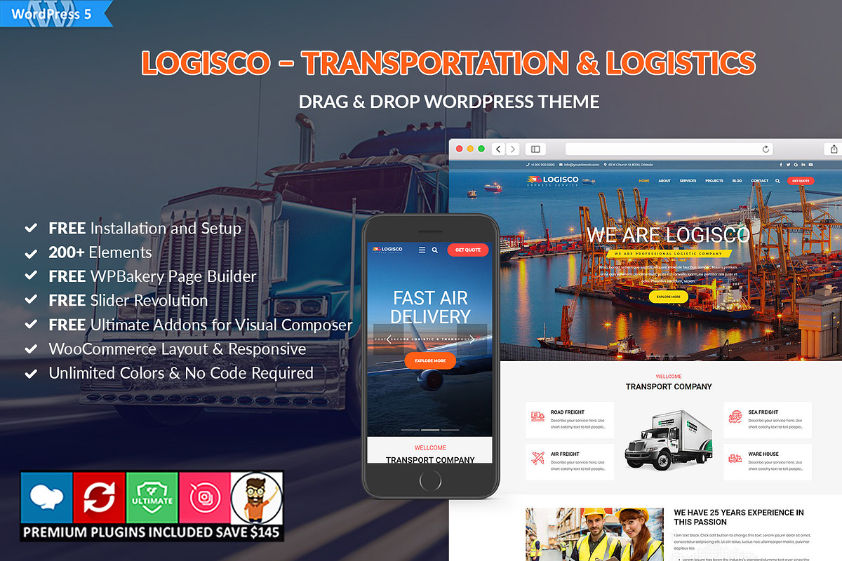 Logisco – Logistics & Business, a WordPress Template by Cherry Wordpress Theme (Photo 1 of 7)