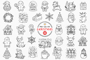 Christmas Line Art Bundle Clipart, a Seasonal Illustration by Pretty Meerkat (Thumbnail 1 of 7)