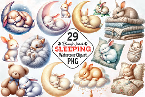 Bunny Neutral Sleeping Animals PNG, a Seasonal Illustration by RobertsArt