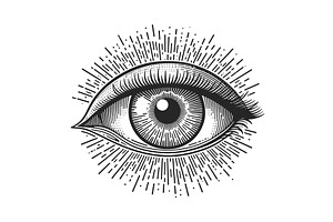 Detailed Human Eye Engraving Vector