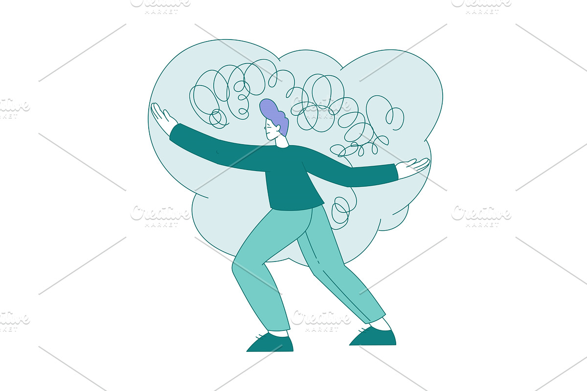 Sad Man Standing with Clutter or, an Illustration by TopVectors