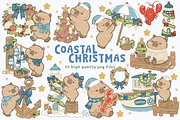 Capybara Coastal Christmas Clipart, an Animal Illustration by Blumensdiary (Thumbnail 1 of 6)
