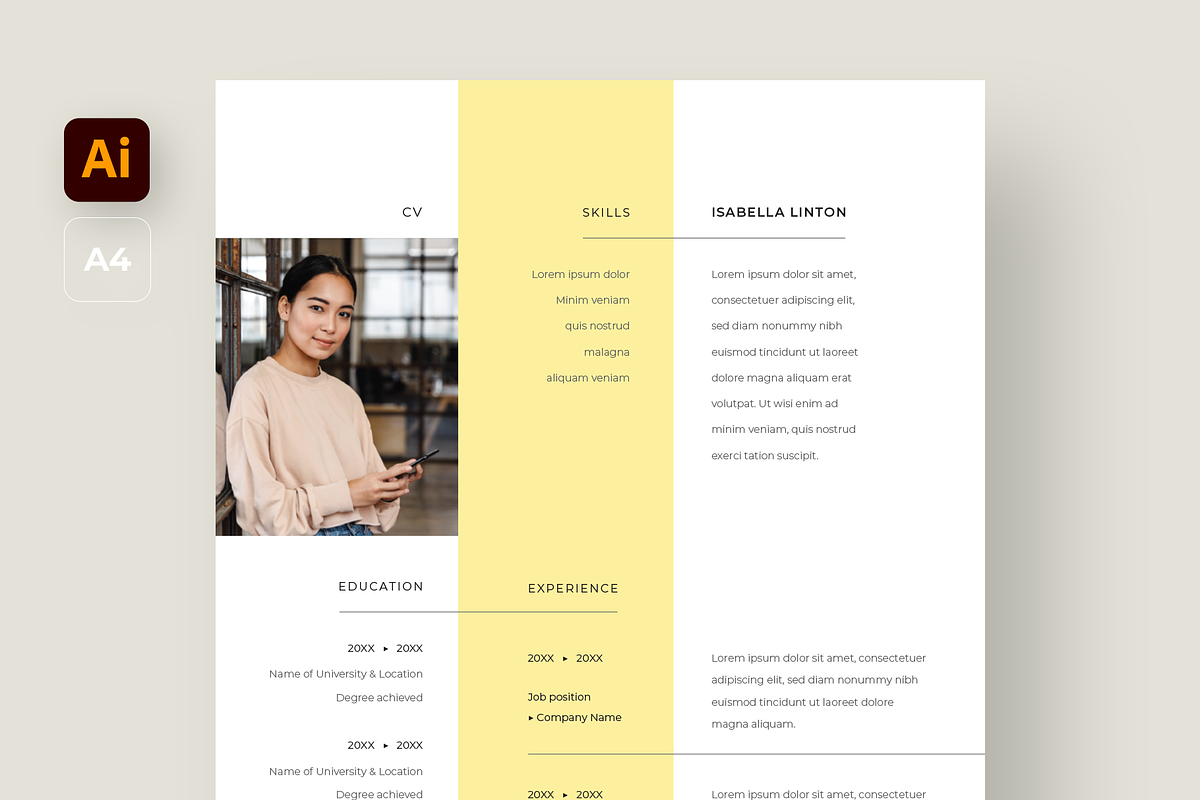 White and Yellow CV Template, a Resume Template by Filip Studio (Photo 2 of 4)