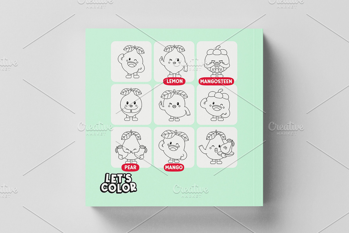 Kawaii Fruits Coloring Book vol 02, an Education Illustration by MEDZ (Photo 2 of 3)