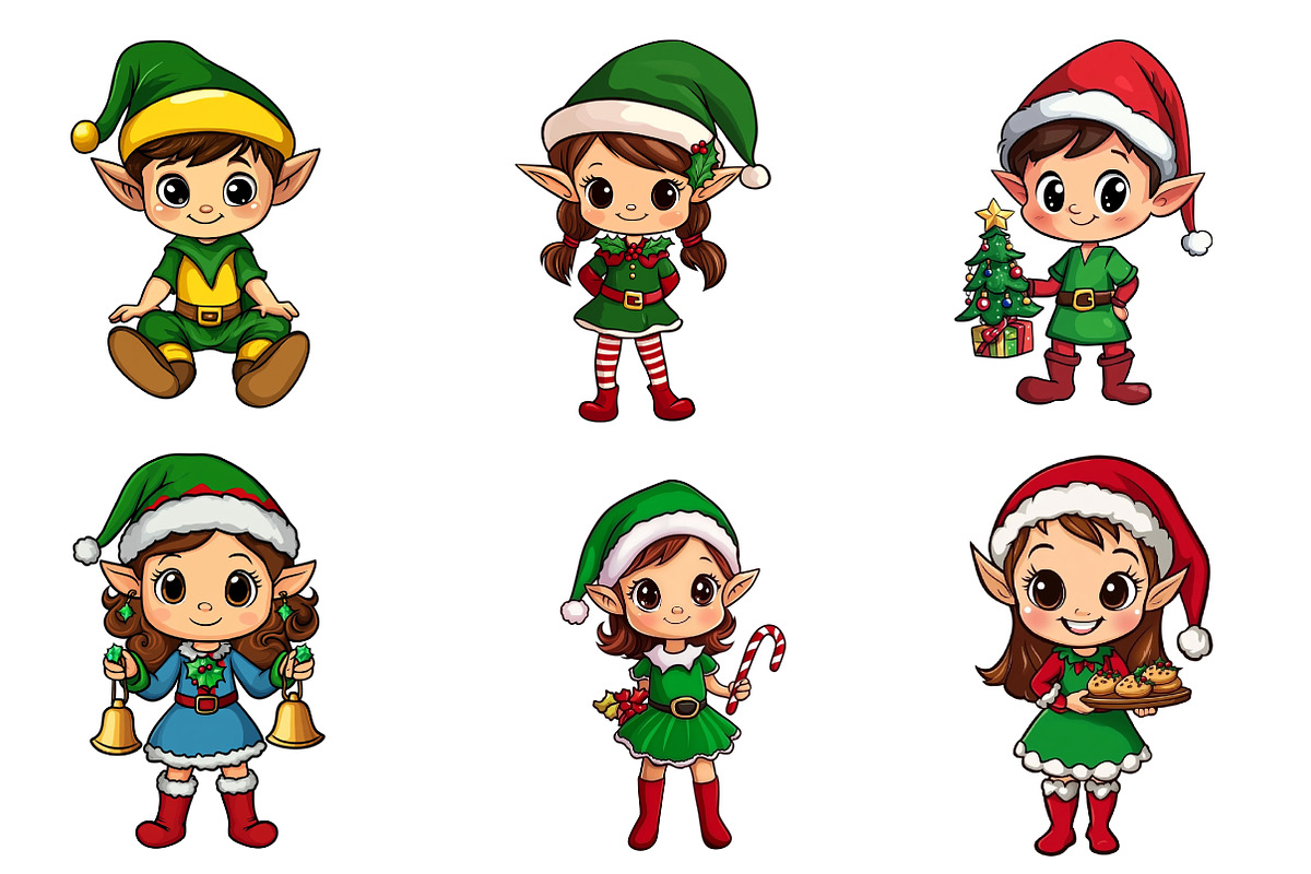 Cute Christmas Elf Clipart, an Illustration by CreationArt (Photo 2 of 5)