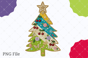 Colorful Glitter Yarn Christmas Tree, an Illustration by designcity5