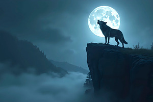 Werewolf Howling Loudly On Rocky Cli, a Photo by LOGOCREATIVE