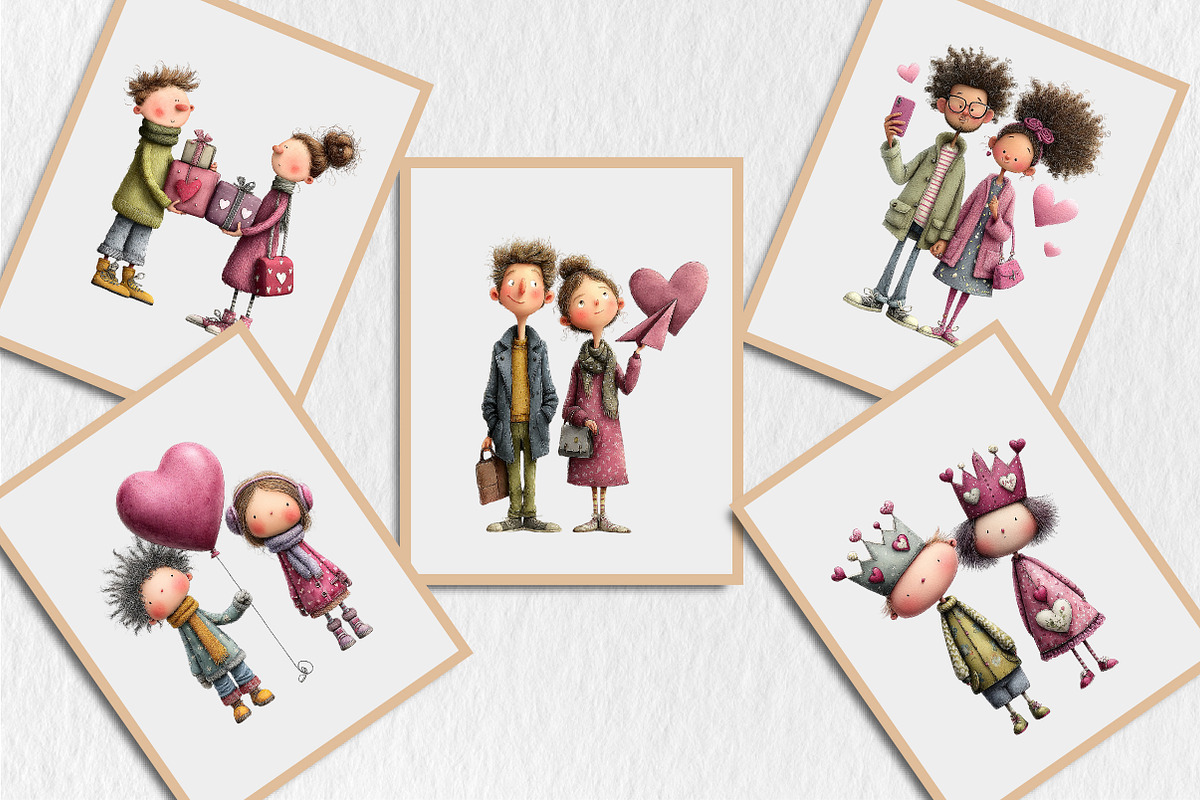Quirky Valentine Day Couple Clipart, a Seasonal Illustration by Rose Art (Photo 7 of 7)