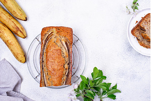 Banana bread or loaf cake, a Food & Drink Photo by Yulia Furman