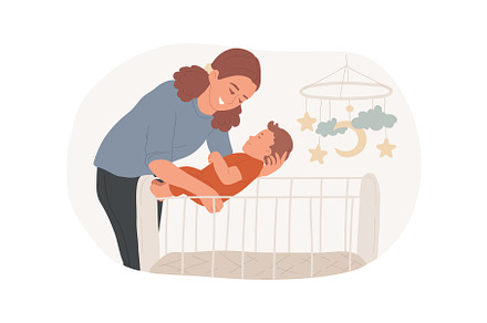 Putting a baby in bed isolated, a Person Illustration by Visual Generation