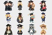 Watercolor Graduation Clipart, a Seasonal Illustration by Design Market (Thumbnail 2 of 5)