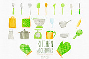 watercolor kitchen clipart, an Object Illustration by Autumn Breeze (Thumbnail 2 of 2)