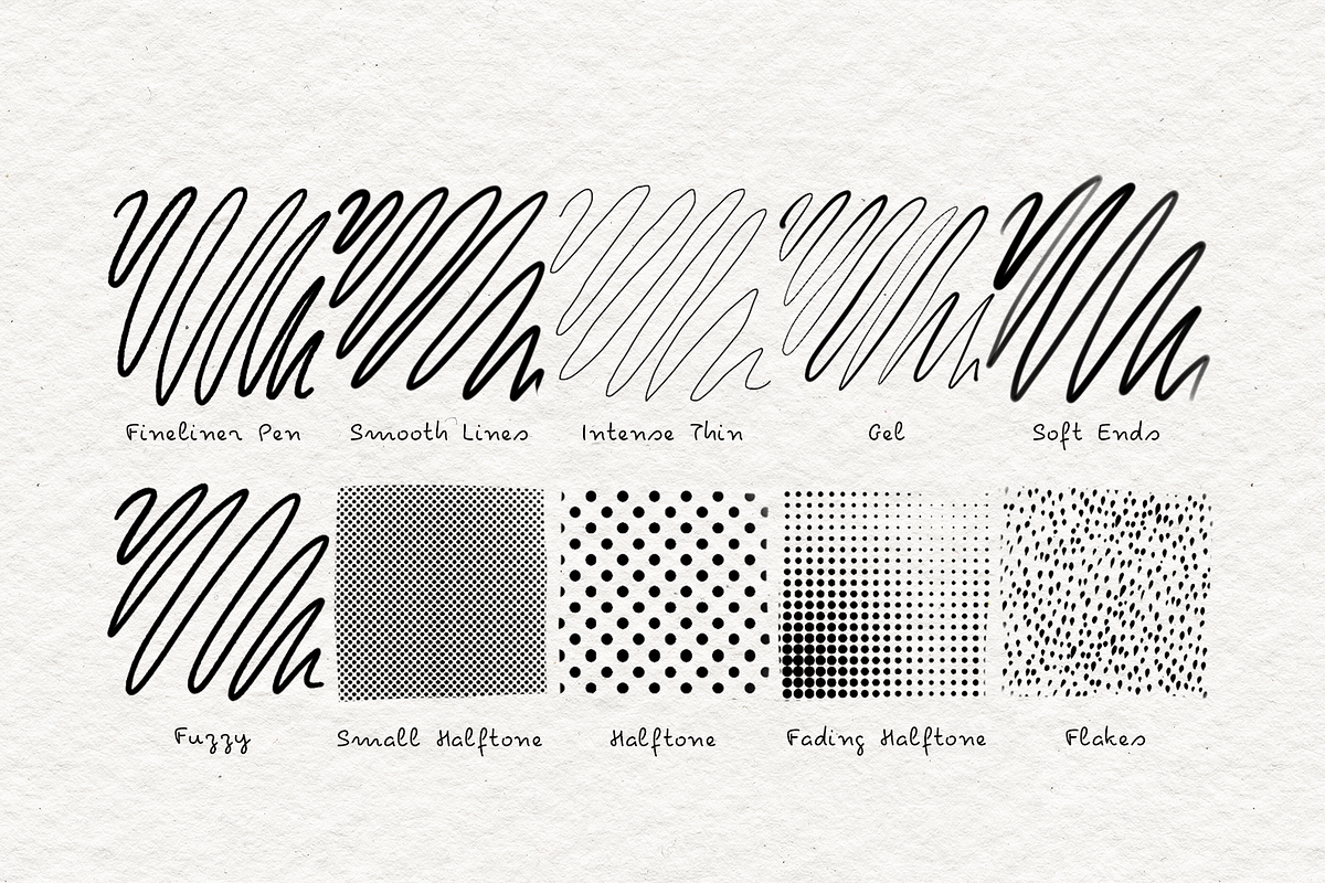 Fine Line Pencils for Procreate, a Brush Add-On by Marshmal Mochi (Photo 2 of 5)