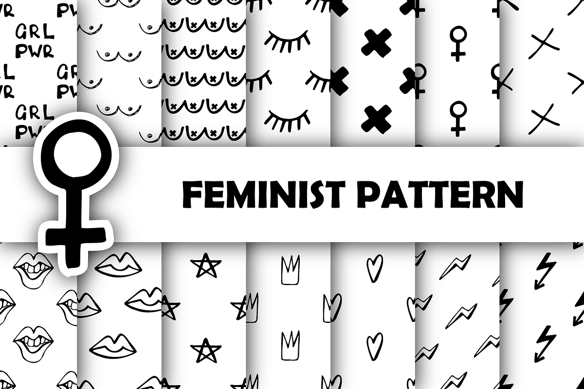 Modern Feminist Seamless Patterns, a Pattern Graphic by fancykeith (Photo 1 of 4)