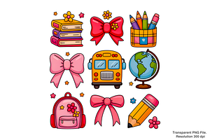 Back to School Coquette Bow Png, a Graphic by Clipart Bloom