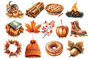 Watercolor Cozy Autumn Clipart, an Illustration by Pixels.Craft (Thumbnail 5 of 5)