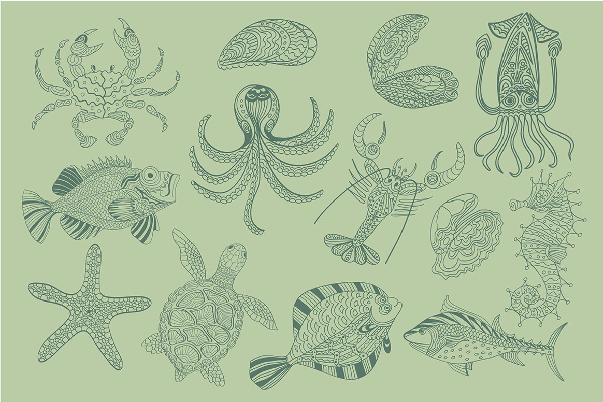 Vector sketchy seafood, a Food Illustration by Marya Deneko (Photo 4 of 5)
