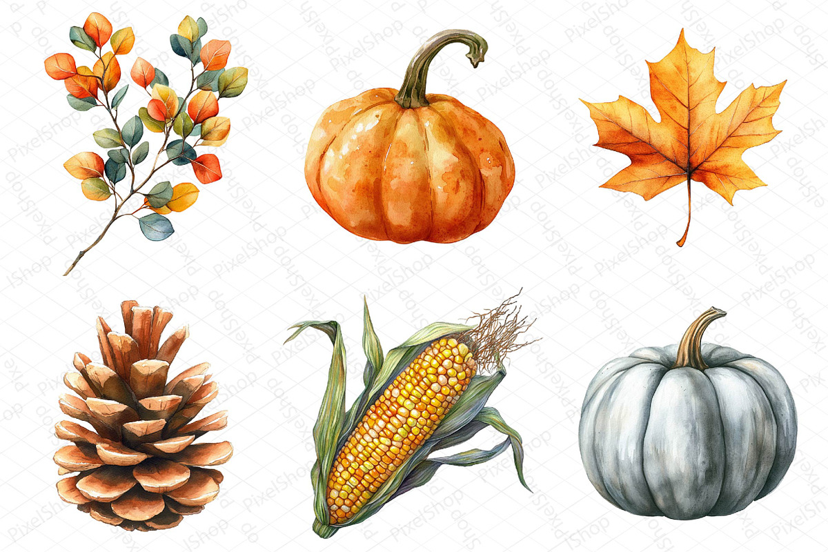 Watercolor Minimalist Autumn Clipart, an Illustration by DreamPrint404 (Photo 6 of 7)