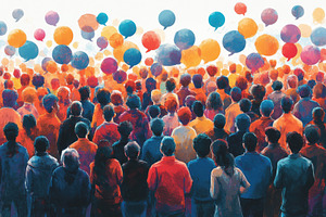 Diverse Crowd Speech Bubbles Colorfu, a Photo by Pixeness Studio