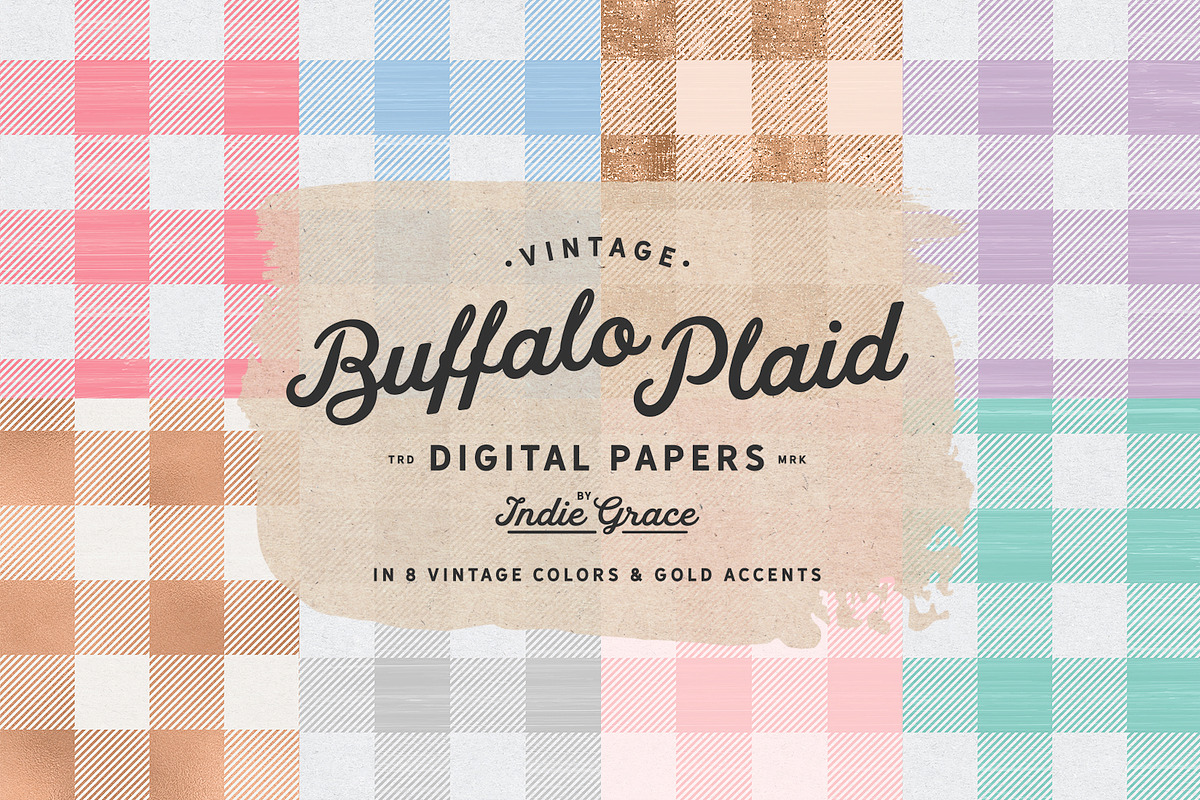 Pastel Plaid Vintage Digital Papers, a Pattern Graphic by Indie Grace Design (Photo 1 of 5)
