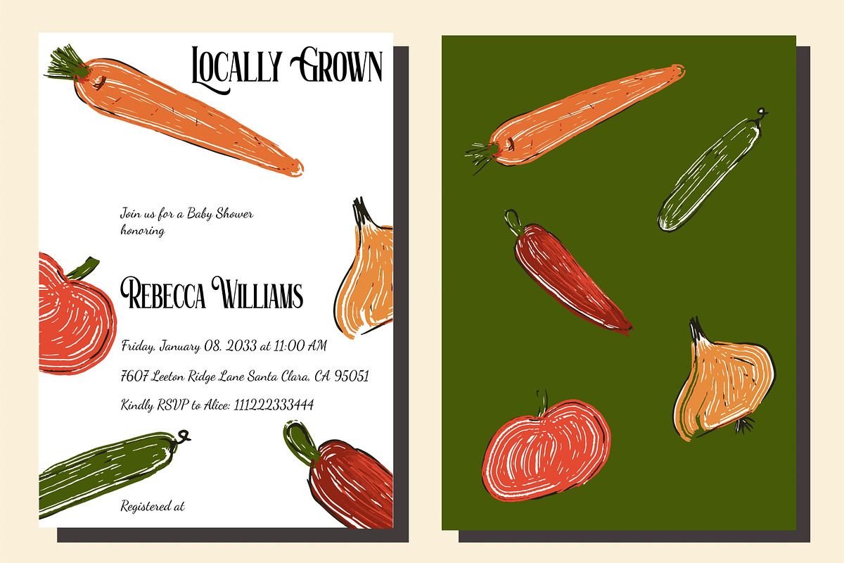 Locally Grown Baby Shower Set, an Invitation Template by Patterndigitpics (Photo 3 of 4)