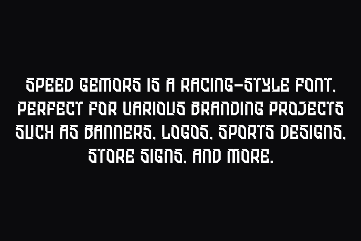 Speed Gemors - Racing Car Font, a Sans Serif Font by Iqsiart Studio (Photo 5 of 7)