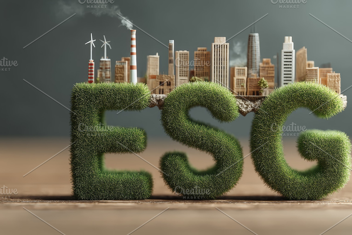 Sustainable business practices represented through environmental and urban elem, an Illustration by AS photostudio
