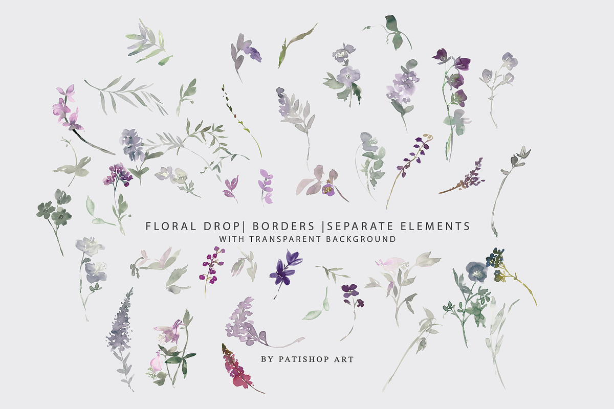 Watercolor Wildflower Clipart Set, an Illustration by Patishop Art (Photo 10 of 23)