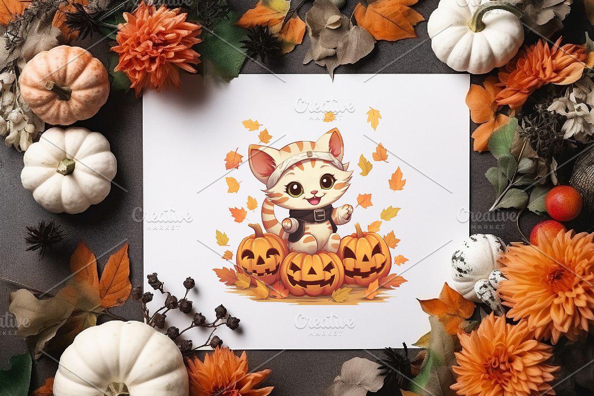 Cute Kawaii Cats for Halloween., an Animal Illustration by KENO Mascots (Photo 6 of 8)