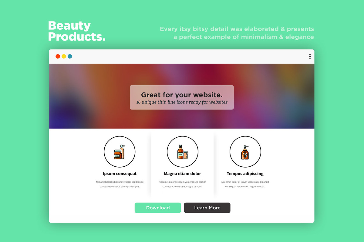 Beauty Products | 20 Thin Line Icons, an Outline Icon by Alex Blogoodf (Photo 7 of 11)