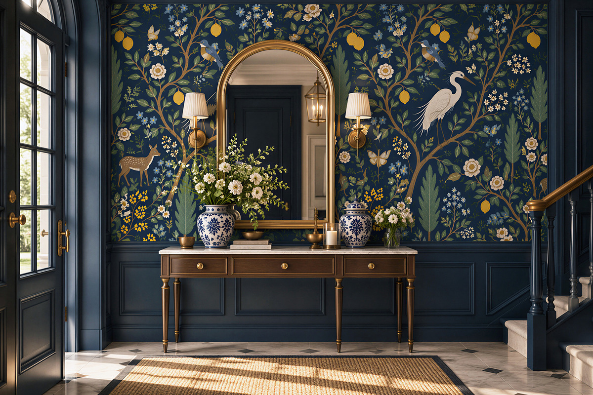 Midnight Heron | Botanical Wallpaper, a Wallpaper Graphic by by creative paper (Photo 8 of 15)