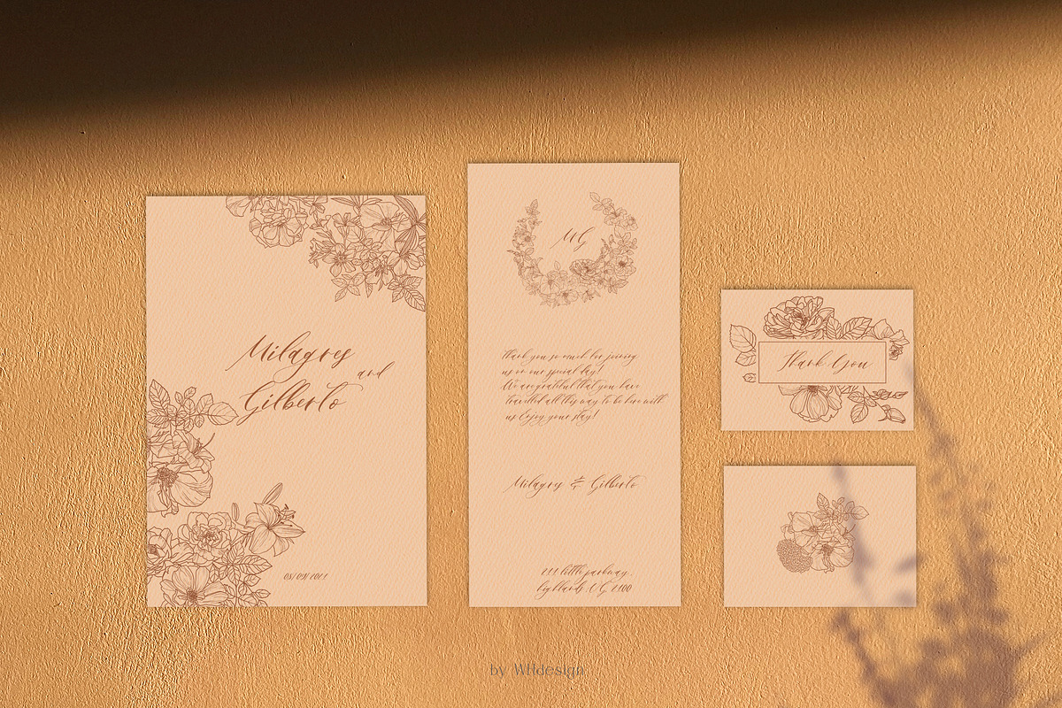 Line Floral Clipart Vector Flowers, an Illustration by whiteheartdesign (Photo 3 of 12)