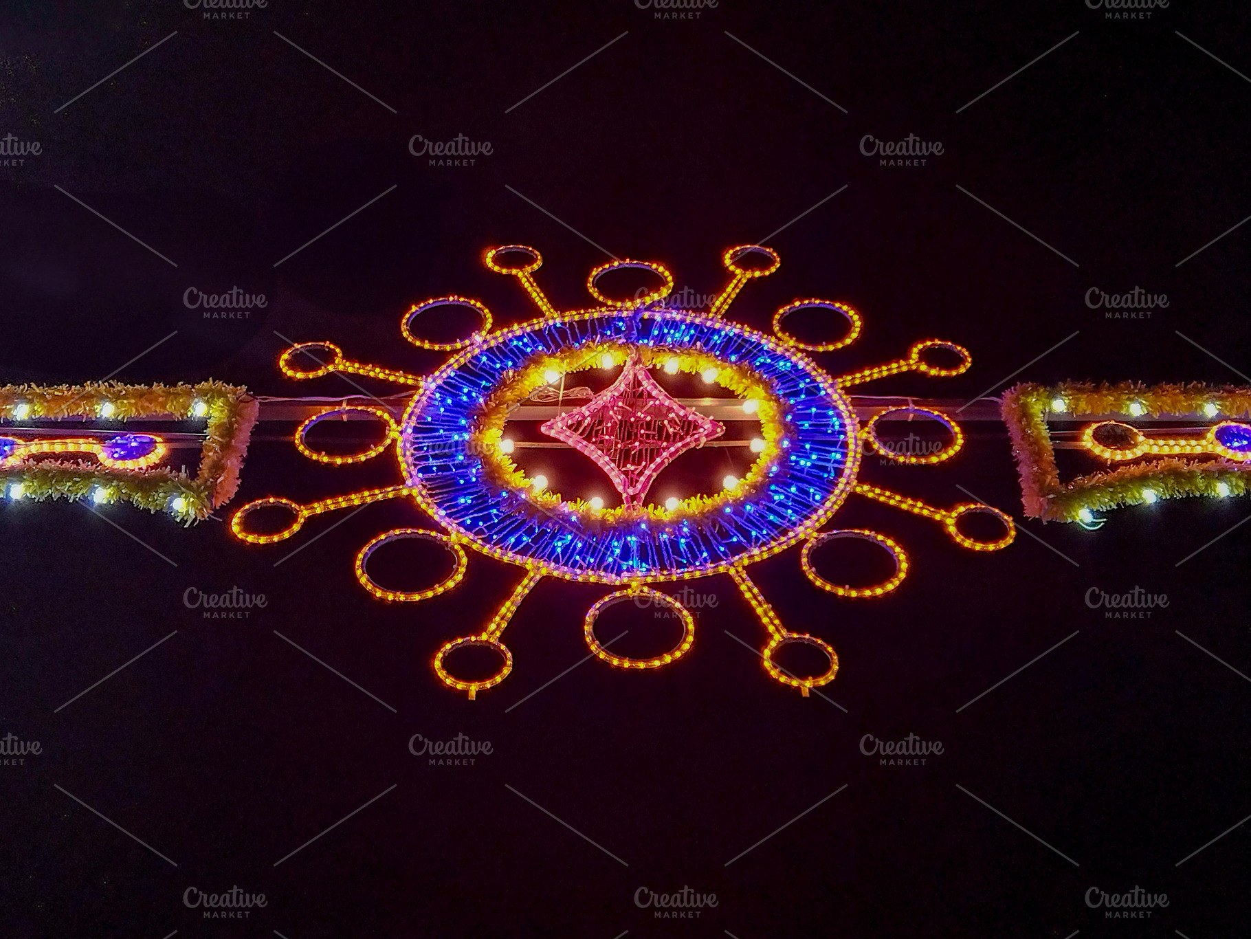 Colorful neon street decoration glowing at night, an Arts & Entertainment Photo by DanFLCreativo