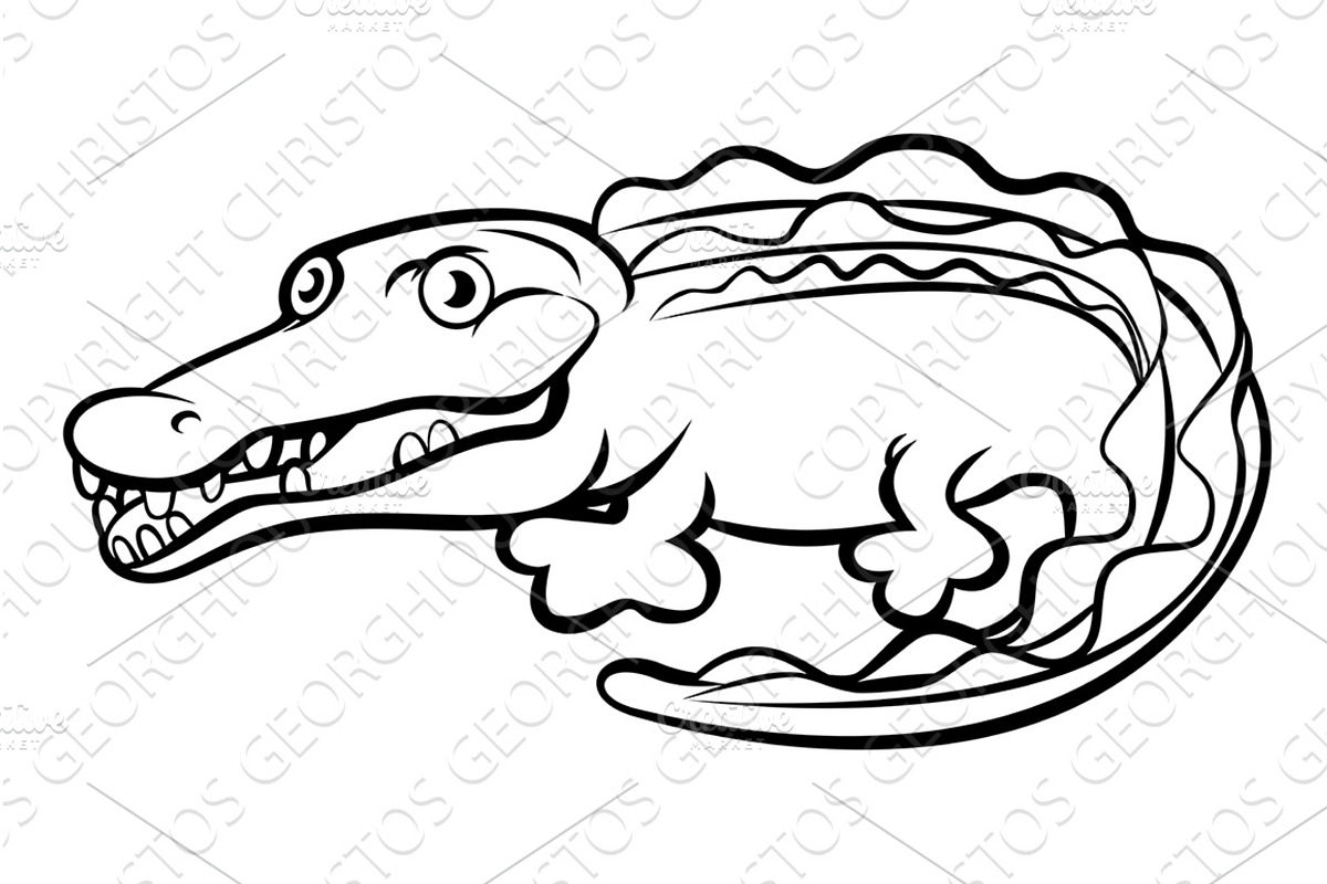Alligator Or Crocodile Cartoon, an Animal Illustration by Christos Georghiou
