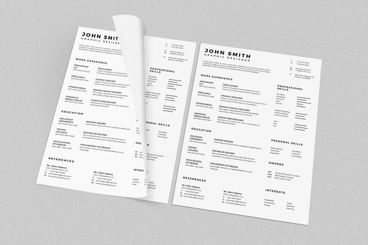 Simple Resume CV with Business Card, a Stationery Template by ND Design (Photo 4 of 11)