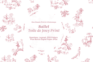 Ballet Toile de Jouy Pattern, a Background Graphic by Hughes Studio