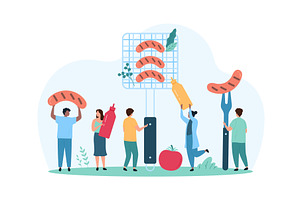 BBQ food picnic party cooking, a Food Illustration by Flashvector