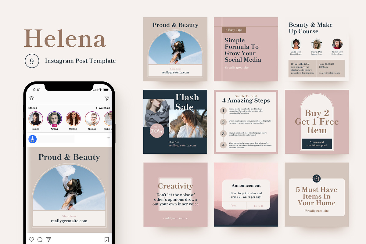 Helena - Instagram Post Template, a Social Media Template by MYDesign (Photo 1 of 5)