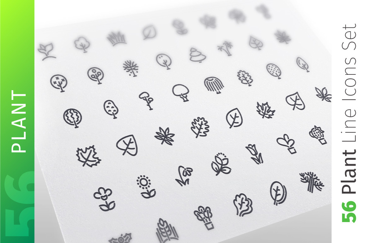 Plant Line Icons Set, an Outline Icon by Voysla's Shop (Photo 1 of 4)