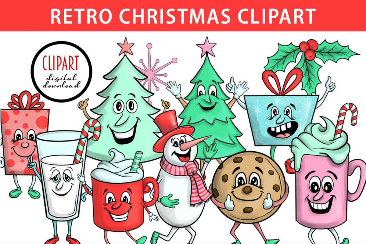 Retro Christmas Clipart 1950s, an Illustration by SLS Lines (Photo 7 of 7)