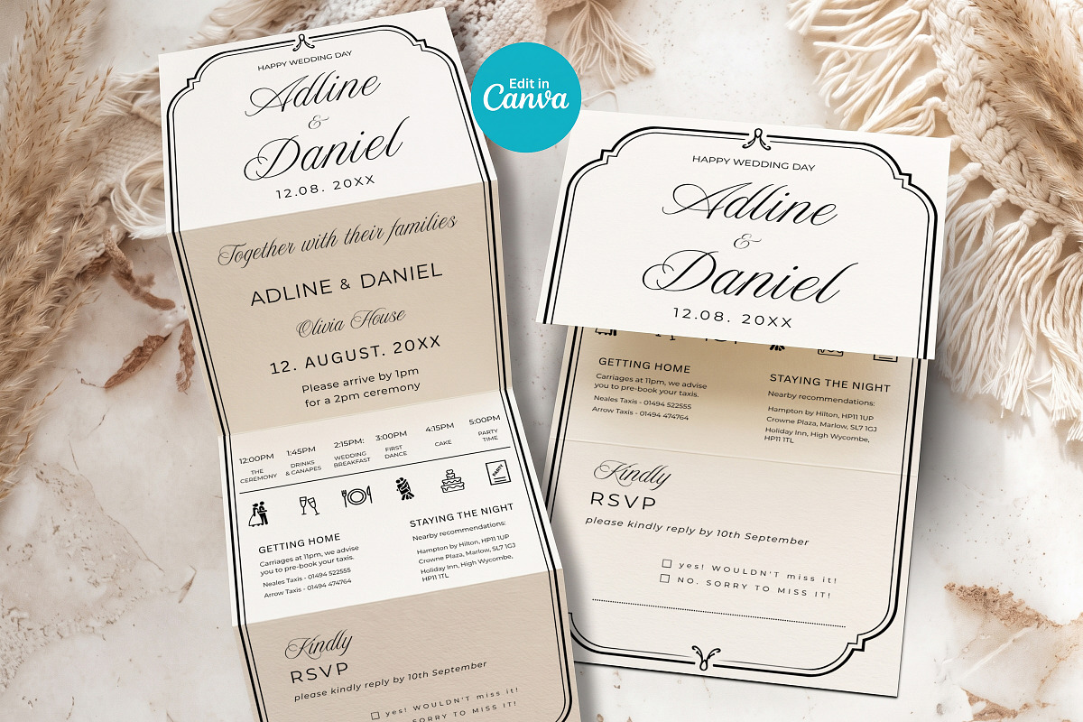 Elegant Black Cream Wedding Invite, an Invitation Template by Arslan (Photo 1 of 3)