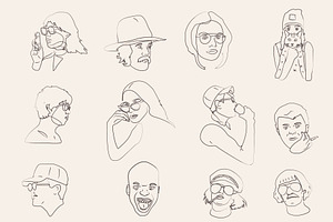 Hand Sketched Faces Vector