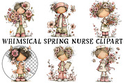 Whimsical Spring Nurse Clipart, an Illustration by OK Design (Thumbnail 2 of 6)
