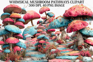 Whimsical Mushroom Pathways Clipart, a Seasonal Illustration by Canvas Craft