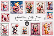 Valentines Teddy Bear Postage Stamps, an Illustration by Designworld (Thumbnail 1 of 4)