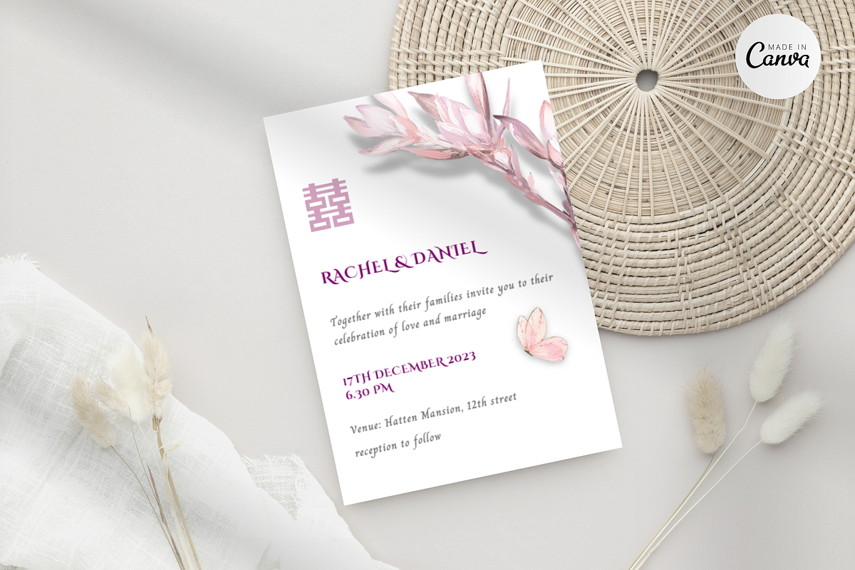 Asian Floral Wedding Invite - B10A, an Invitation Template by YeeqsWedding (Photo 1 of 5)
