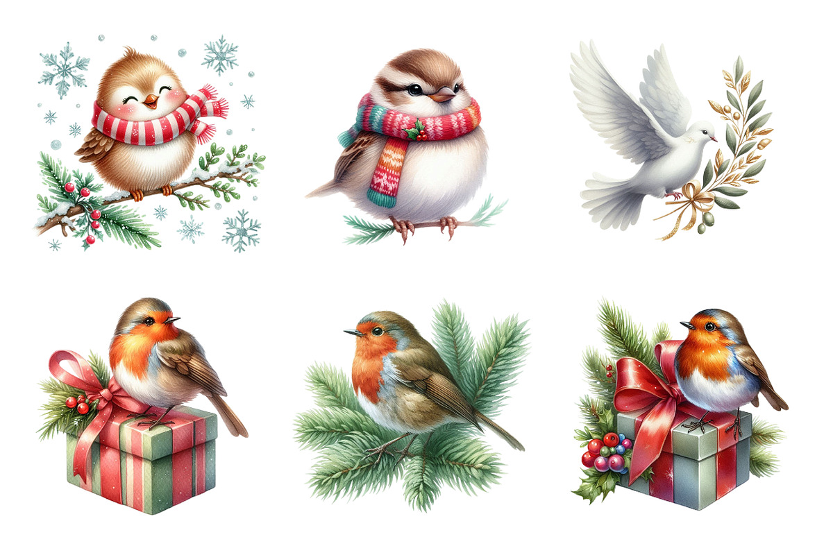 Christmas Birds Clipart, an Illustration by Design Market (Photo 4 of 4)