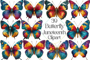 Colorful Butterfly Juneteenth Clipar, an Illustration by DreamPrint404