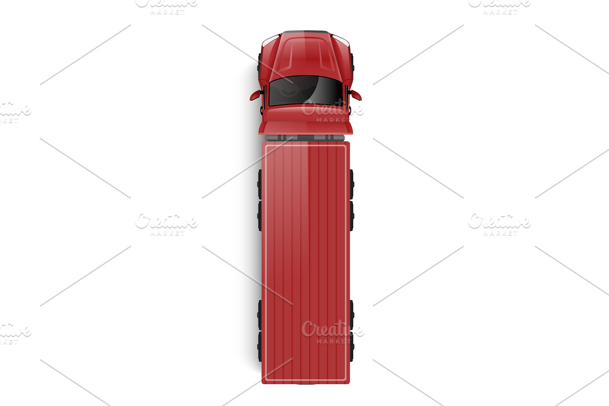 Realistic red truck top view. Vector, a Transportation Illustration by Yayasya (Photo 1 of 3)