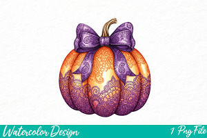 Halloween Pumpkin png Sublimation, an Illustration by Watercolor design